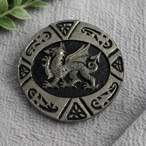 Vintage Ancient Celtic Welsh Dragon Pewter Brooch By Jo Mo Crafts Gwynedd.